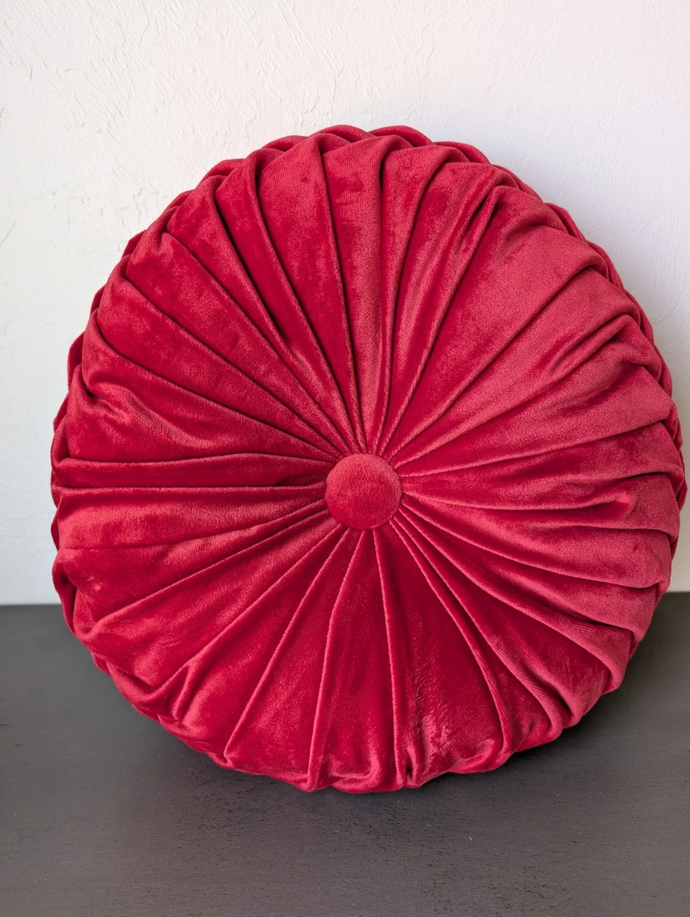 Red Plush Round Velvet Throw Pillow 13